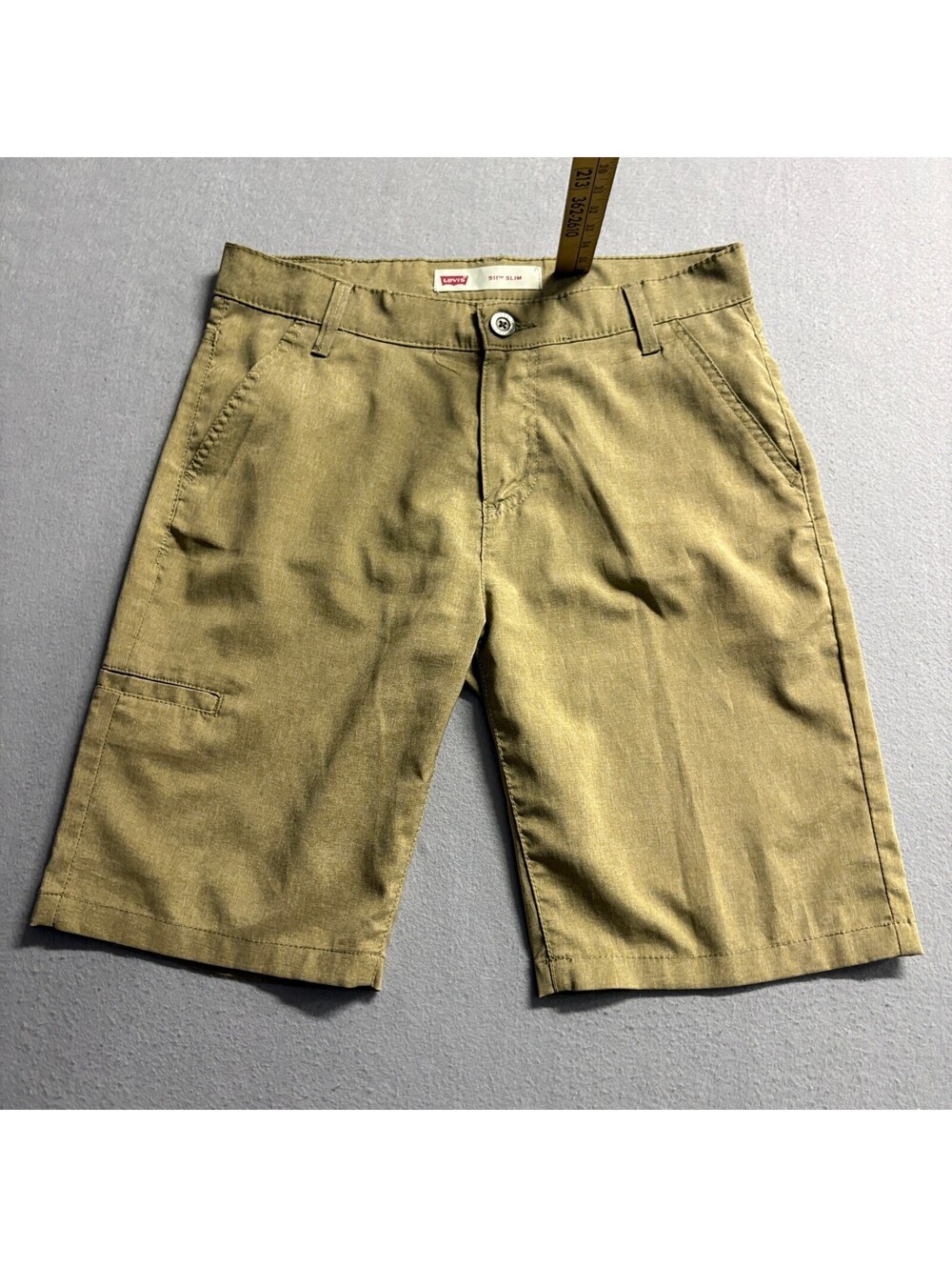 Levis 511 Slim Shorts Boys 18 Reg W29 Green Brown Polyester Blend Casual